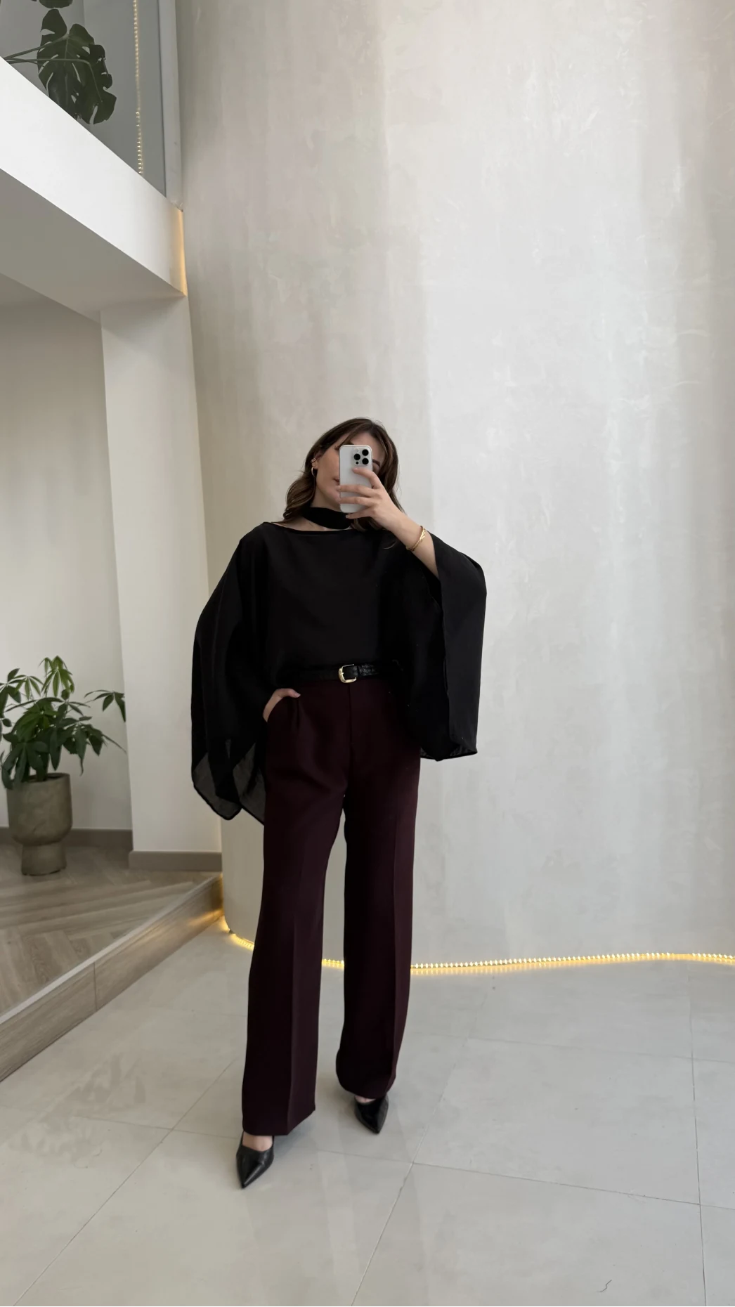 Kumaş Palazzo Pantolon - Mürdüm - Kod: 3879