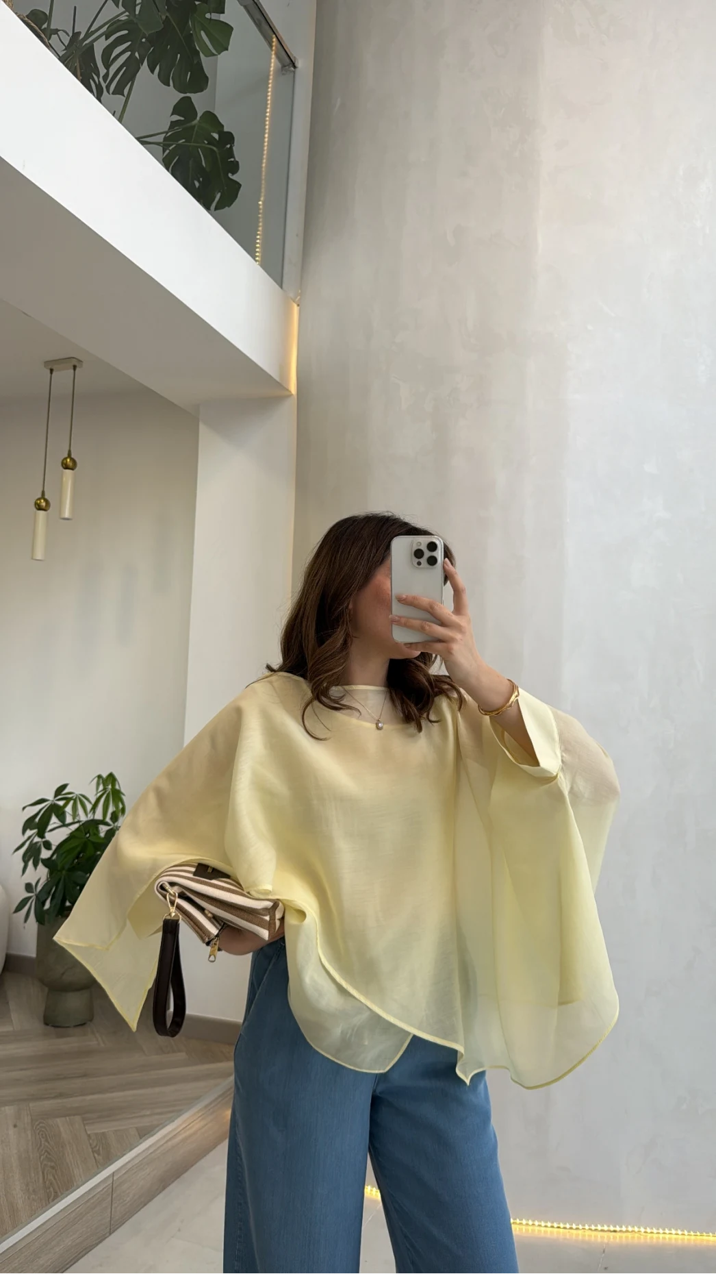 Uçuşan Pelerin Bluz - Sarı - Kod: 5026