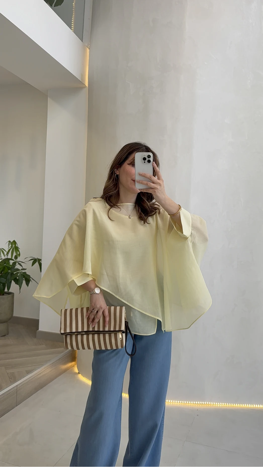 Uçuşan Pelerin Bluz - Sarı - Kod: 5026