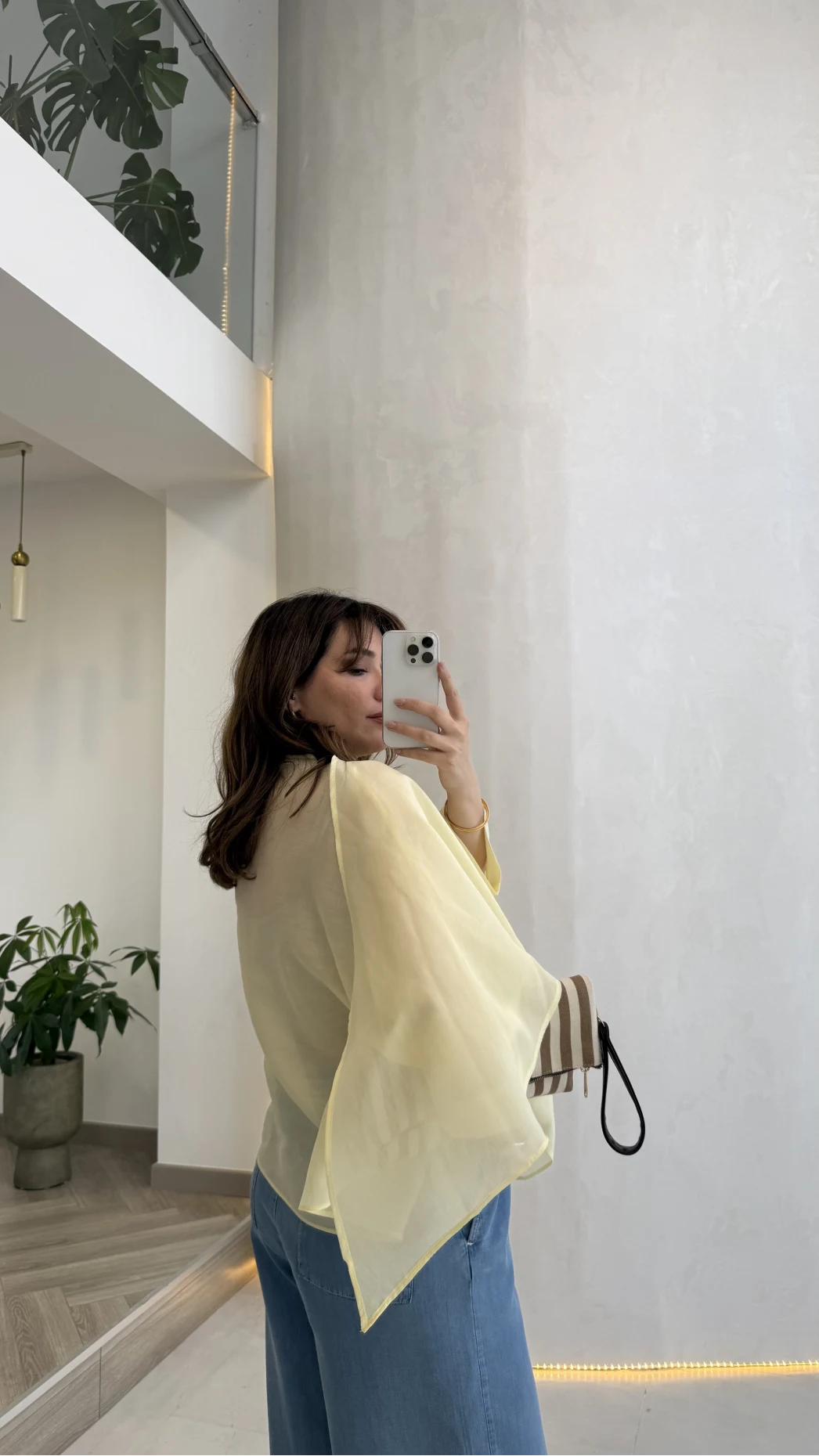 Uçuşan Pelerin Bluz - Sarı - Kod: 5026