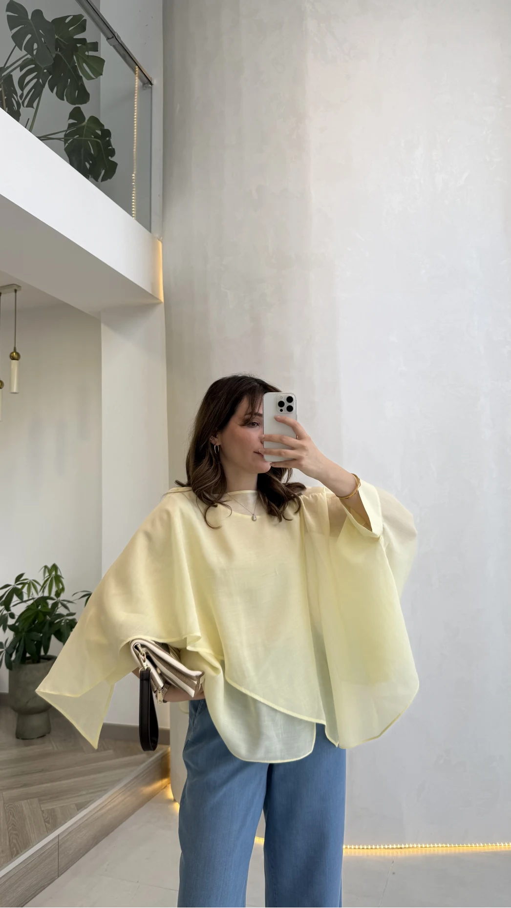 Uçuşan Pelerin Bluz - Sarı - Kod: 5026