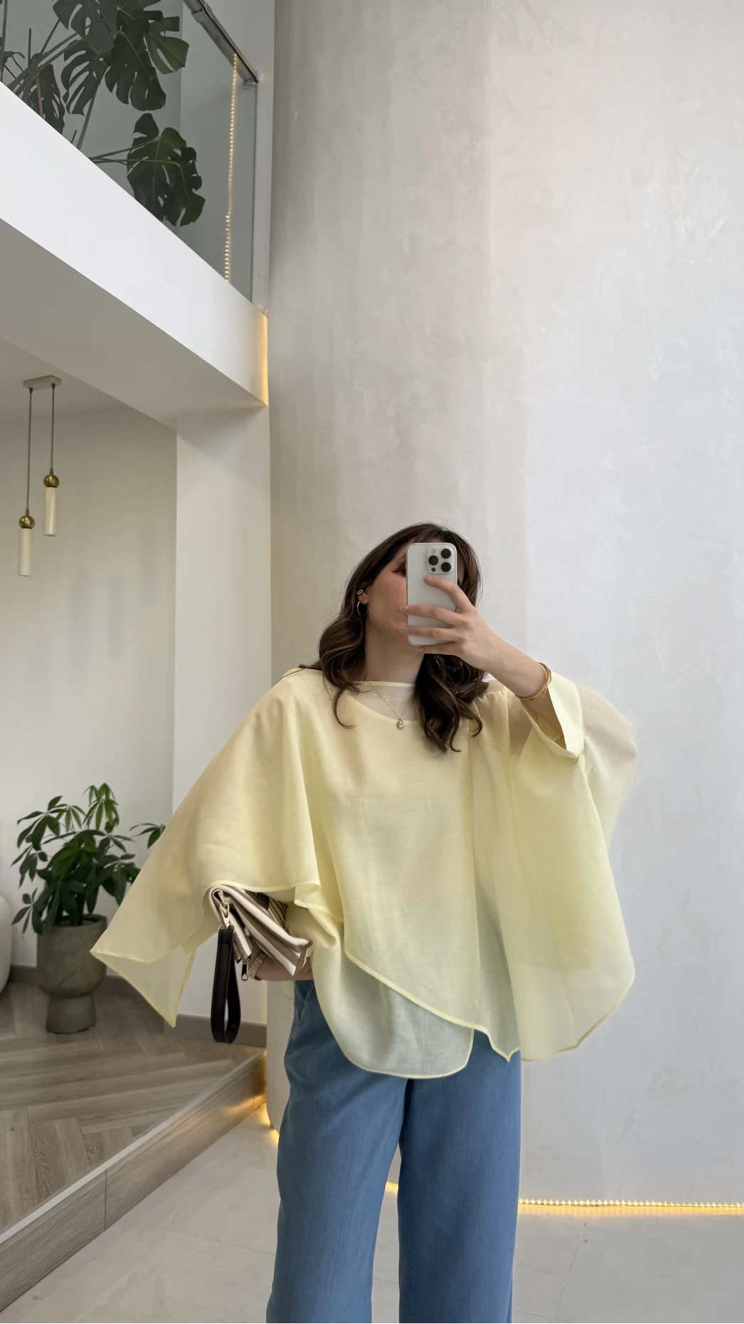 Uçuşan Pelerin Bluz - Sarı - Kod: 5026