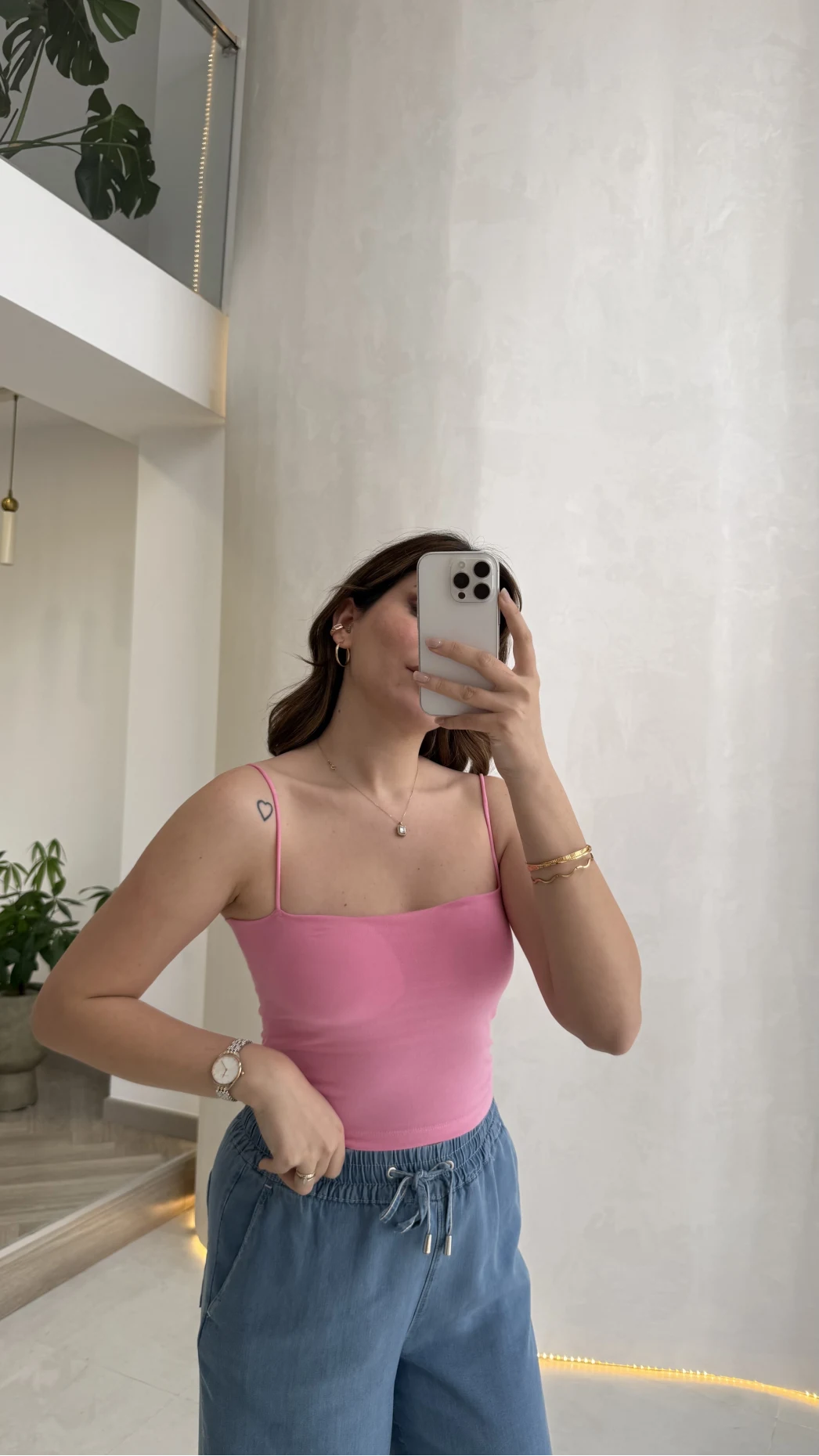 Tek Askılı Pedli Crop Body - Pembe - Kod: 00159