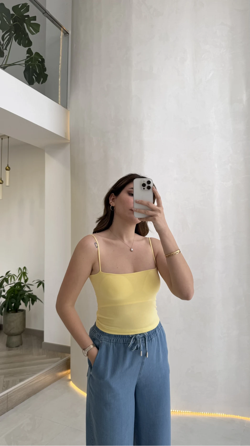 Tek Askılı Pedli Crop Body - Sarı - Kod: 00159