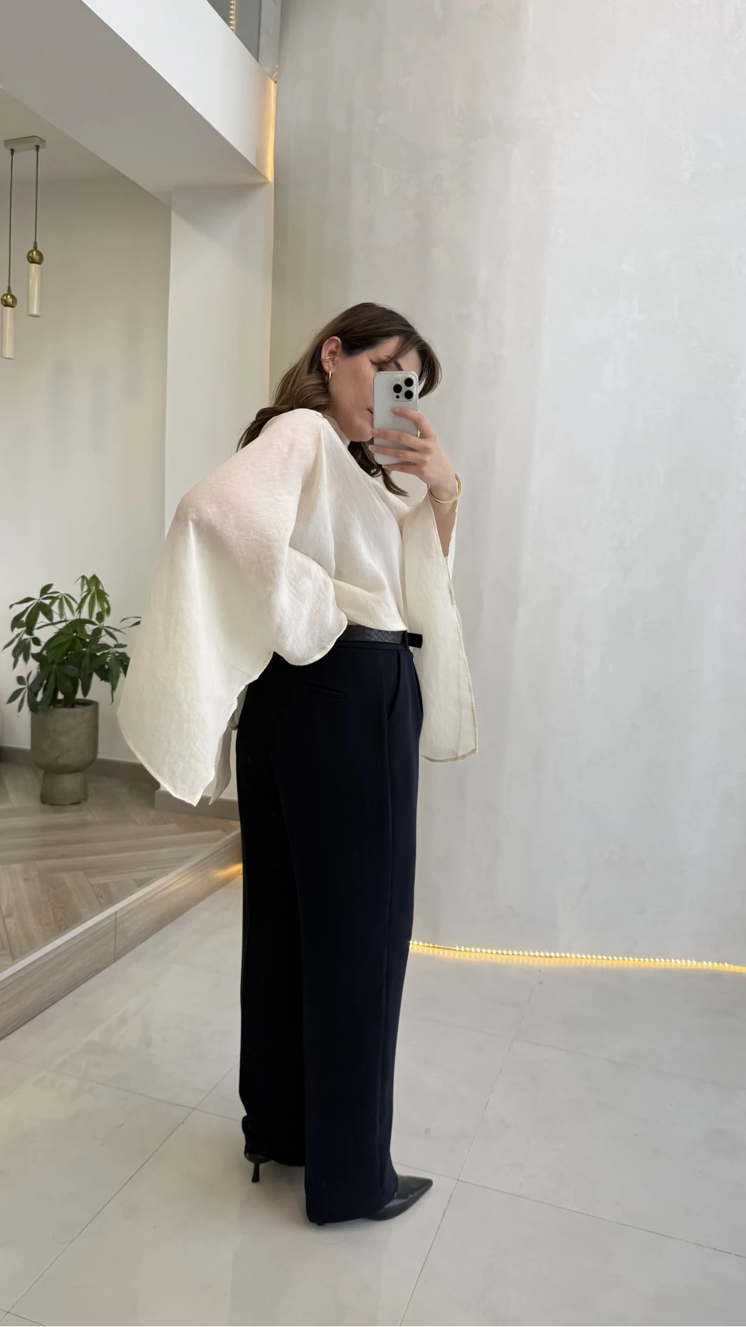 Kumaş Palazzo Pantolon - Lacivert - Kod: 3879