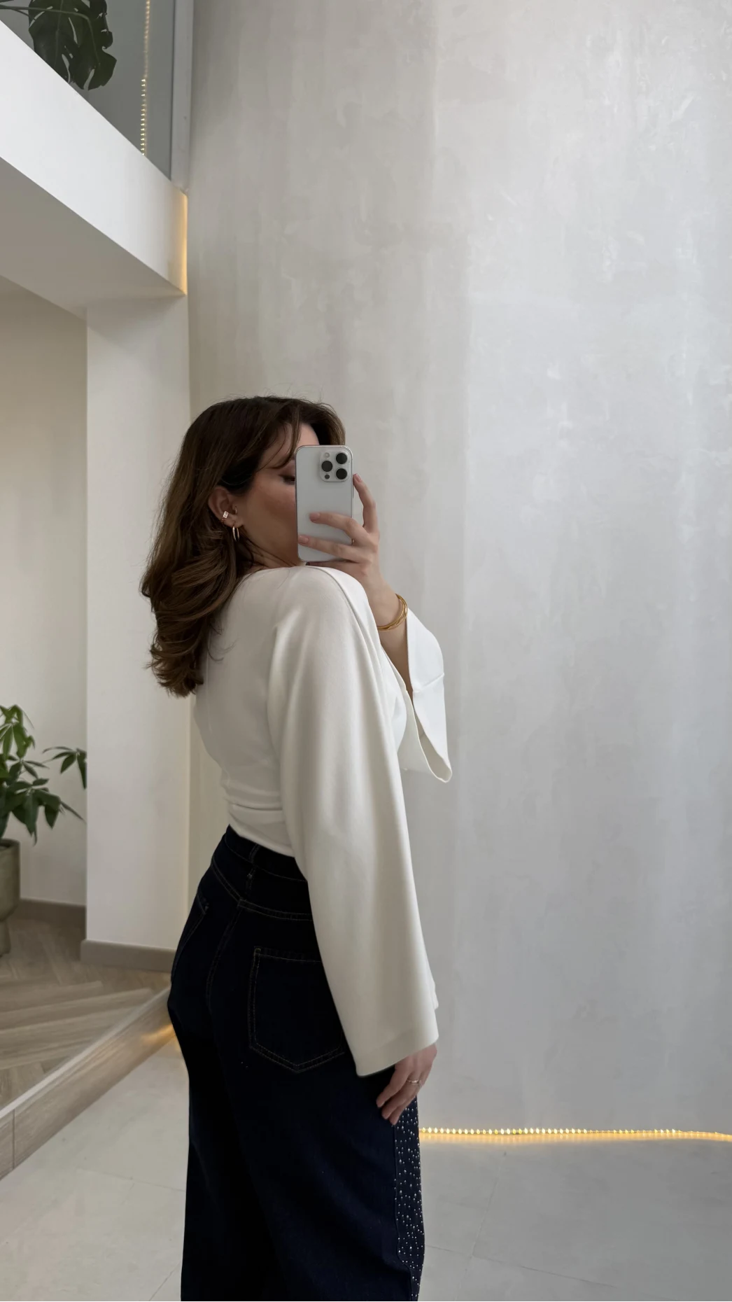 Bol Kol Beli Büzgü Detay Crop Bluz - Ekru - Kod: 1093