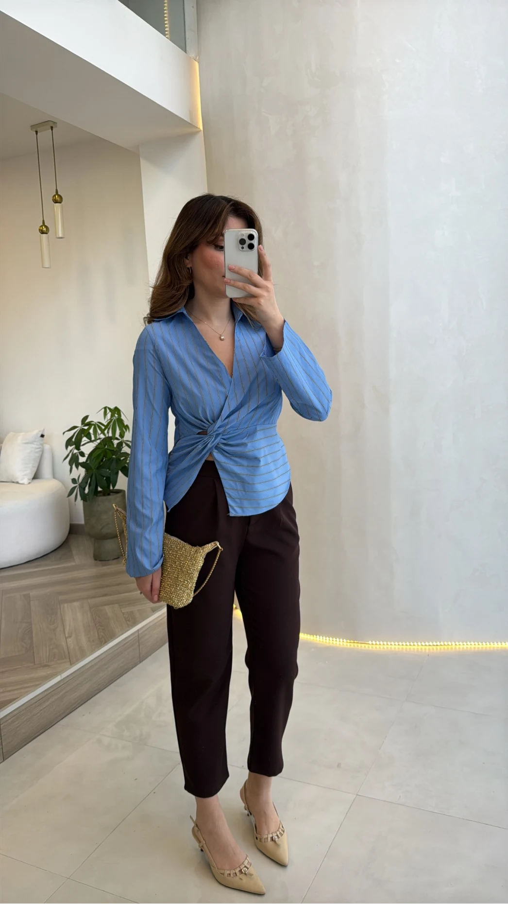 Quz Pile Detaylı Pantolon - Acı Kahve - Kod: 71154