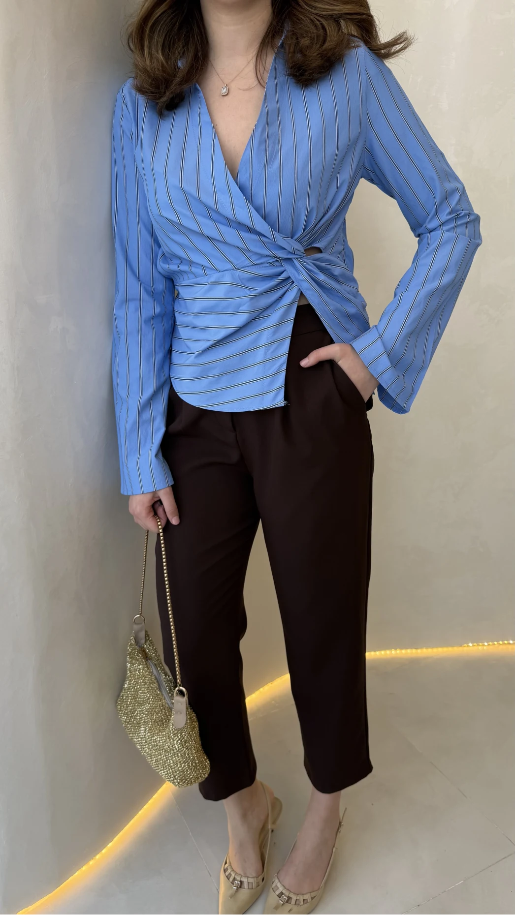 Quz Pile Detaylı Pantolon - Acı Kahve - Kod: 71154