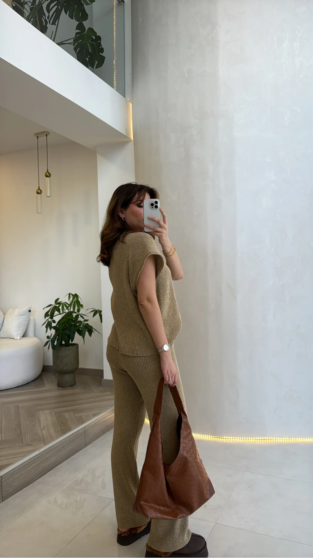 Yarım Kol Triko Takım - Bej Vizon Tonları - Kod: 2613