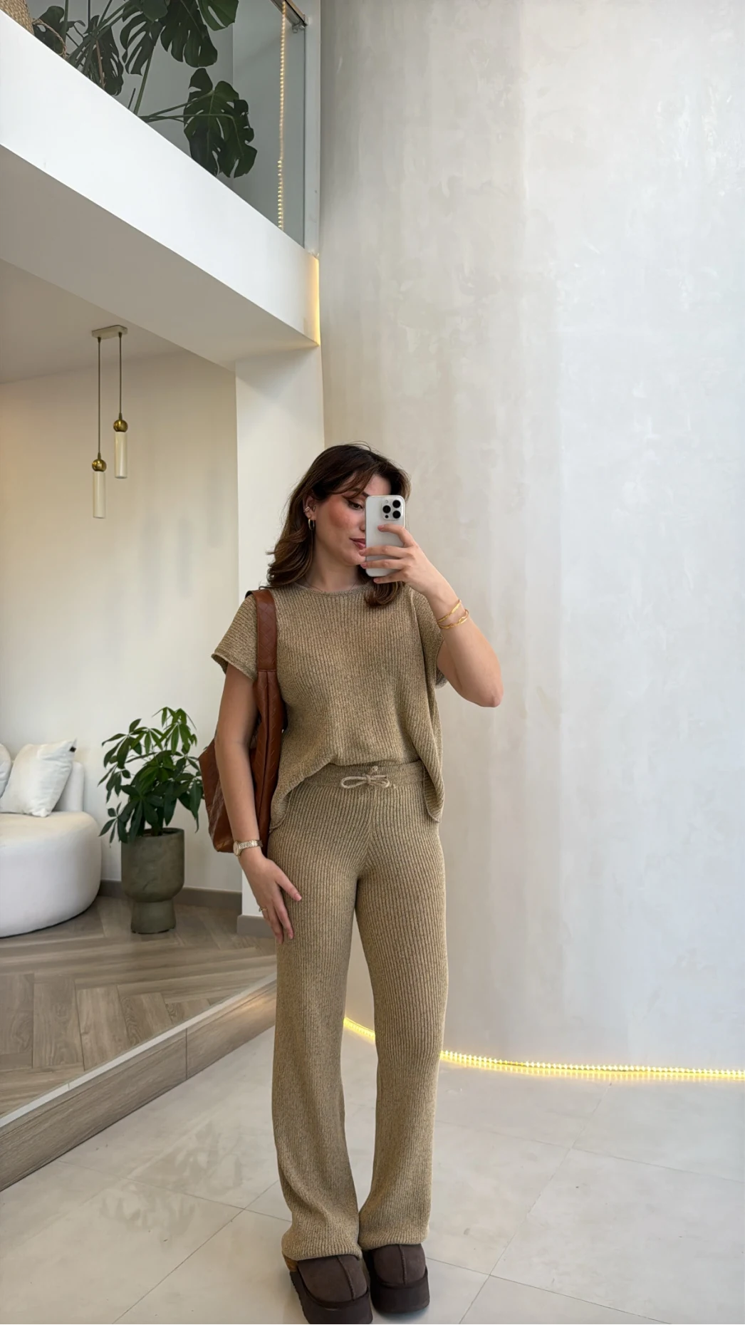 Yarım Kol Triko Takım - Bej Vizon Tonları - Kod: 2613