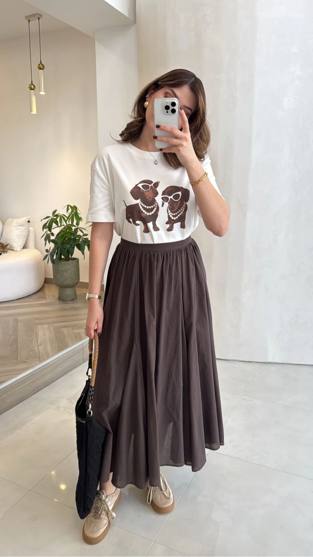 Yume Astarlı Etek - Kahverengi - Kod: 5039