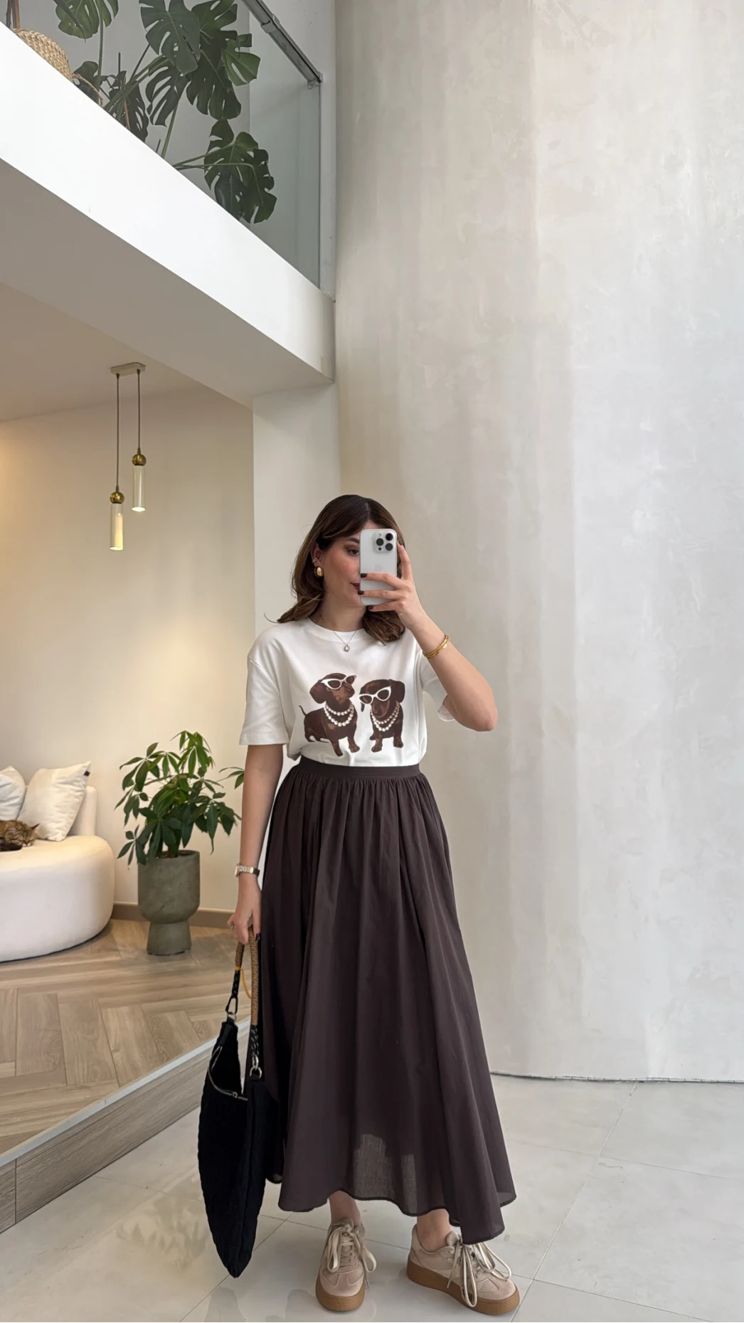 Yume Astarlı Etek - Kahverengi - Kod: 5039