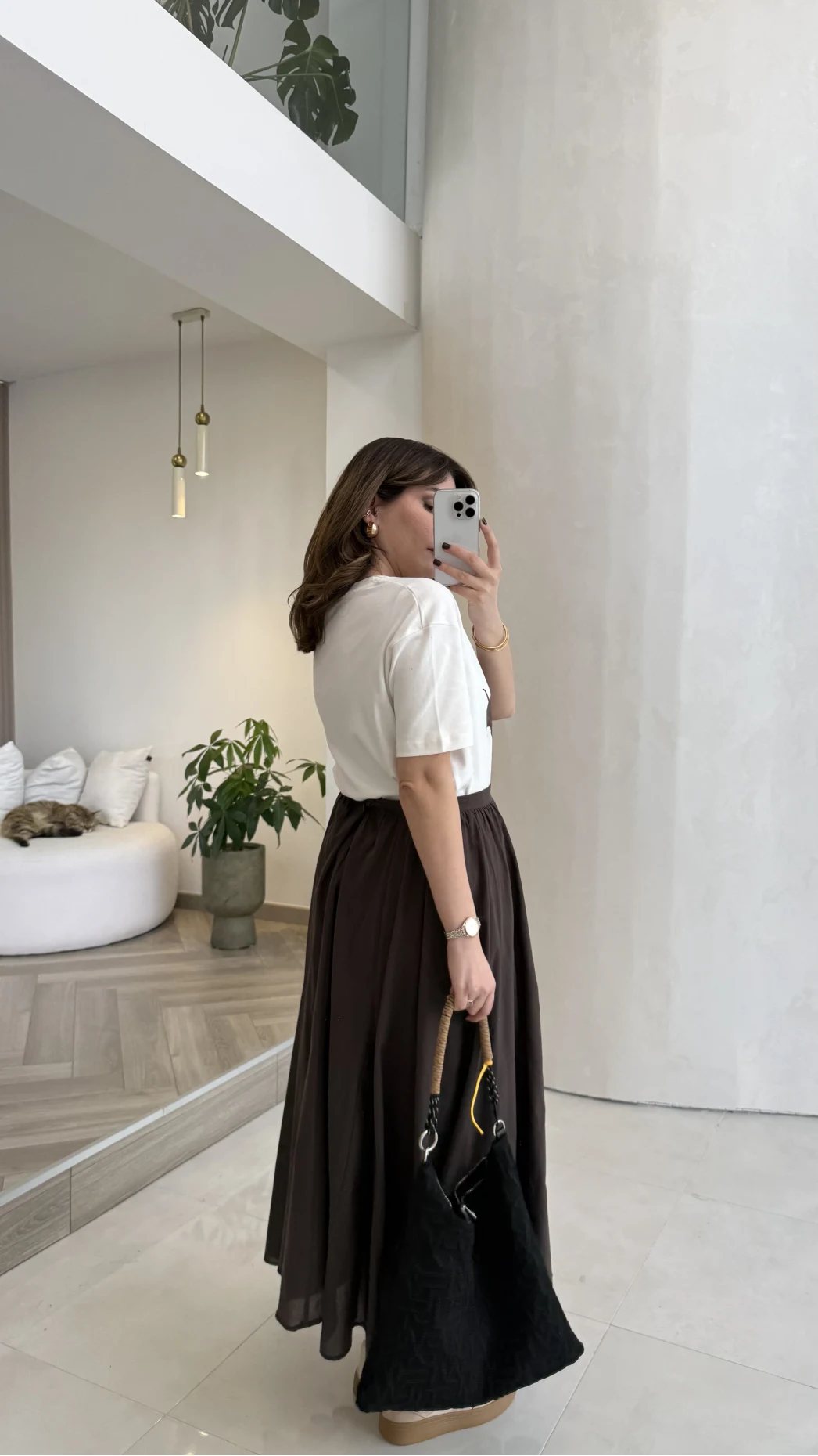 Yume Astarlı Etek - Kahverengi - Kod: 5039