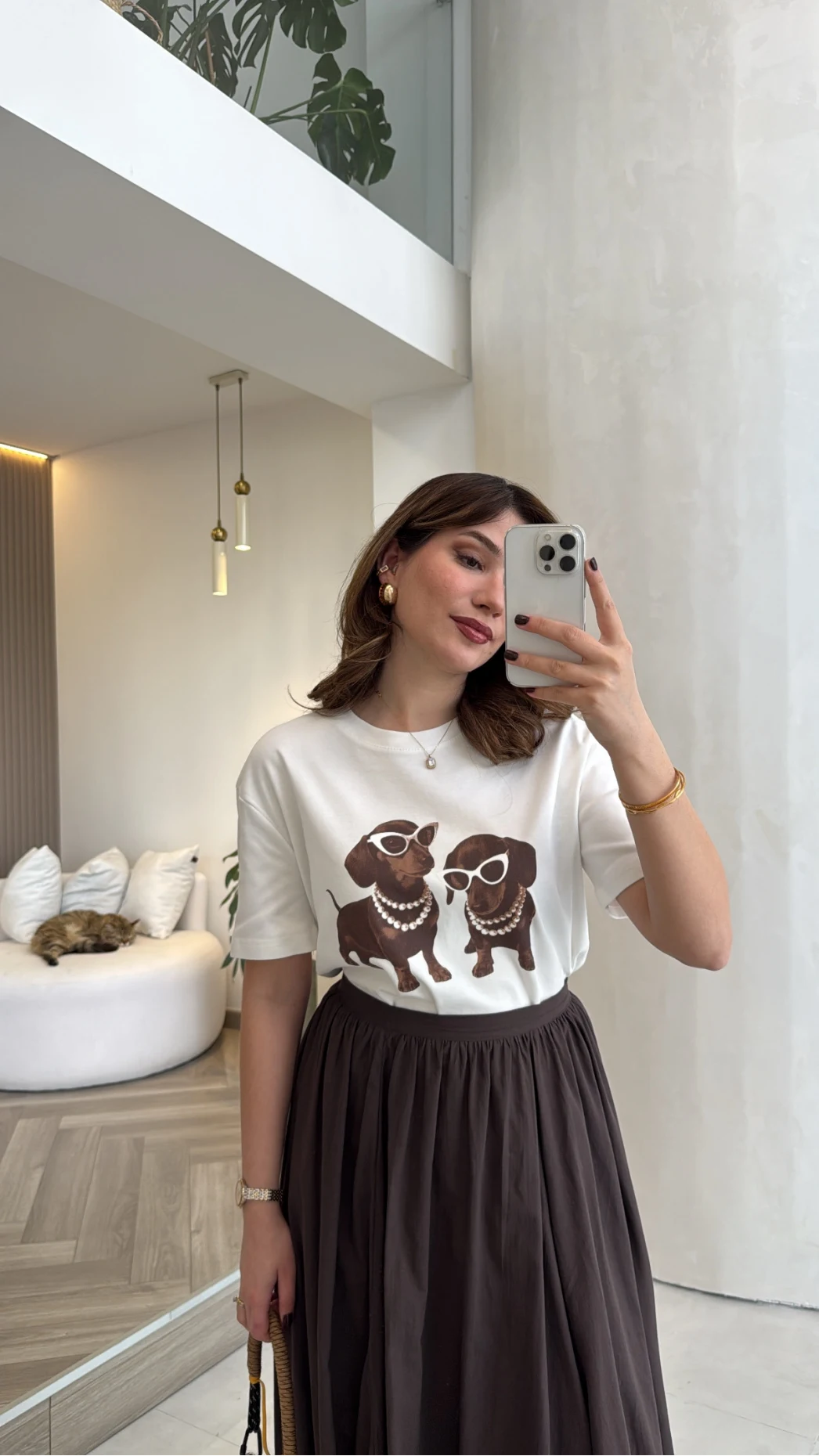 Dogs Baskılı T-shirt - Ekru
