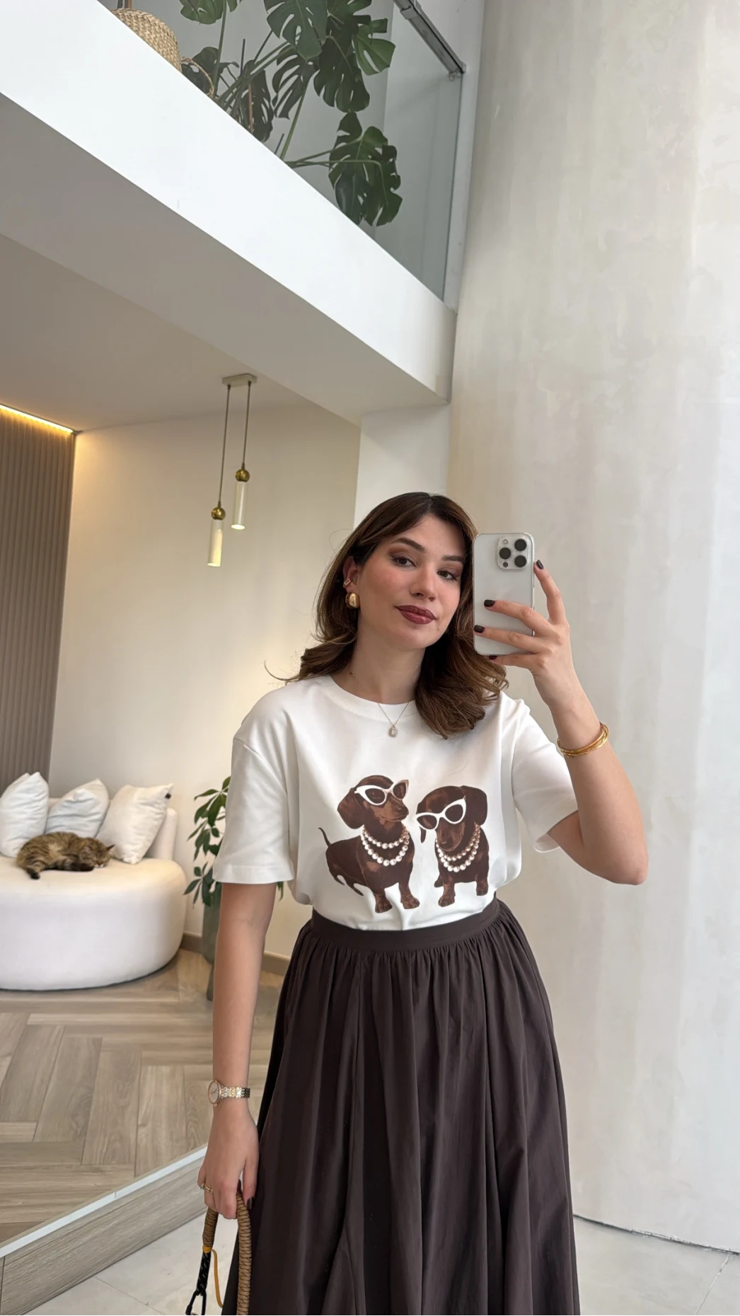 Dogs Baskılı T-shirt - Ekru