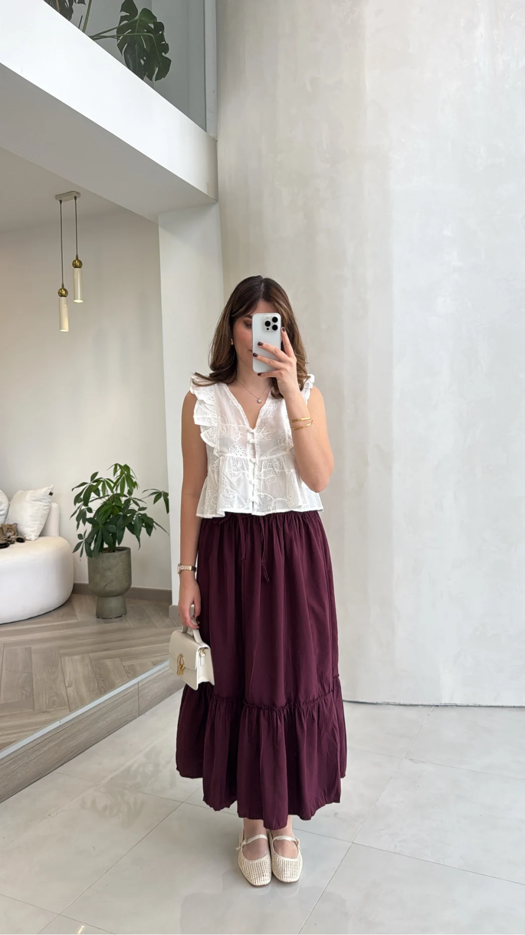 Beli Gipe Detaylı Midi Boy Etek - Mürdüm - Kod: 1294