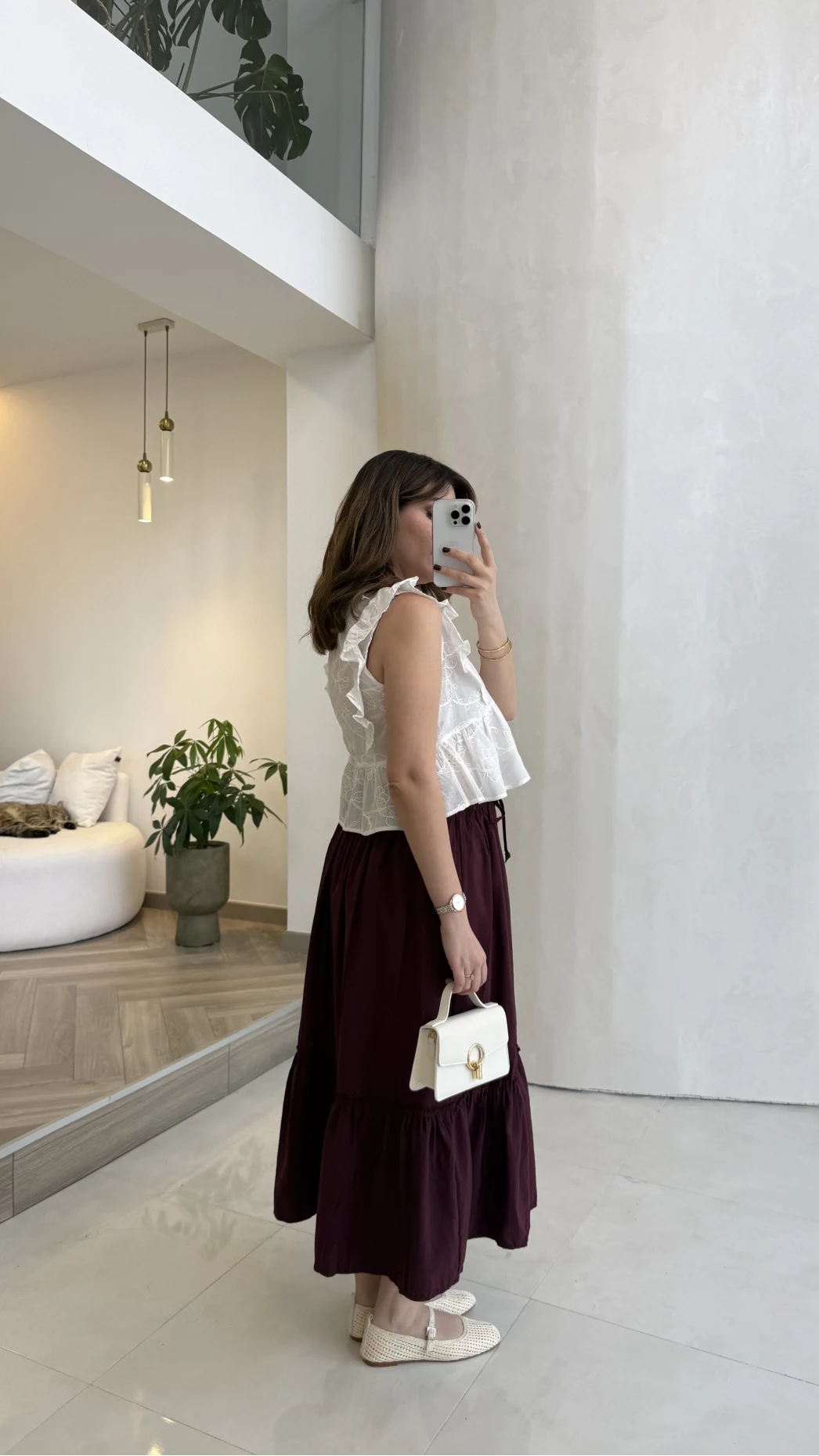 Beli Gipe Detaylı Midi Boy Etek - Mürdüm - Kod: 1294