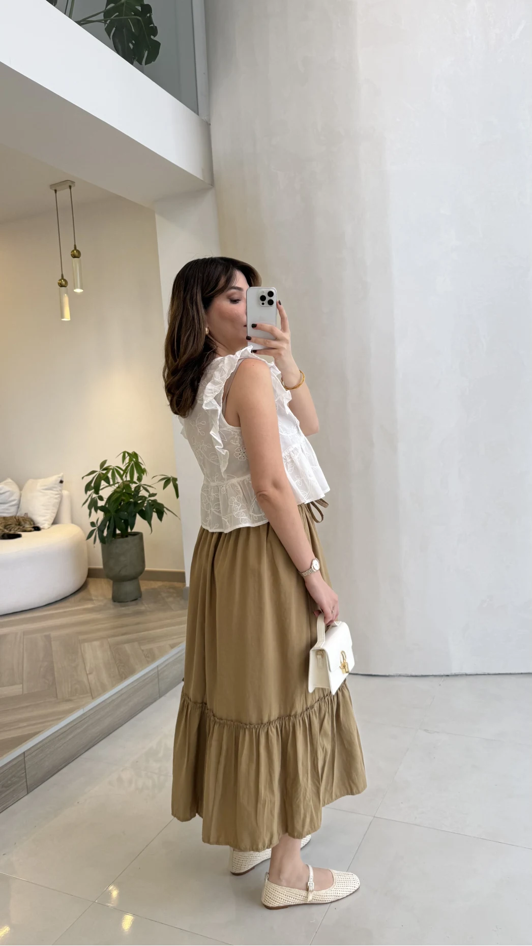 Beli Gipe Detaylı Midi Boy Etek - Camel - Kod: 1294