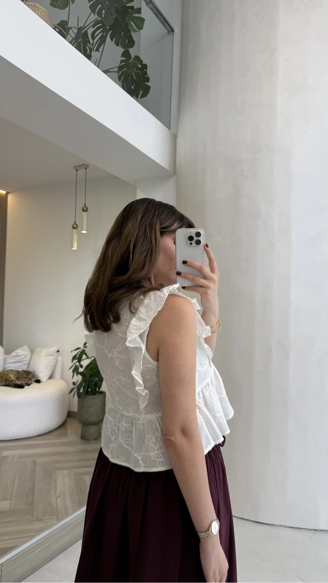 Geona Fırfırlı Dokulu Bluz - Ekru - Kod: 2264