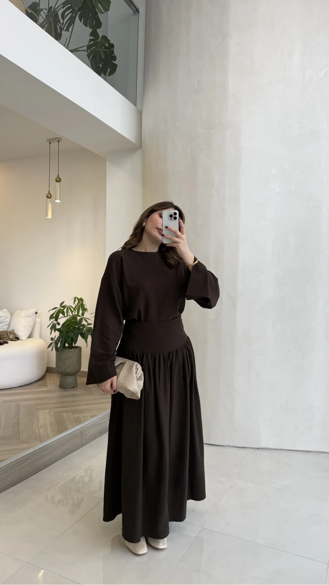 Catania Bel Detay Etek Bluz Takım - Acı Kahve - 6017