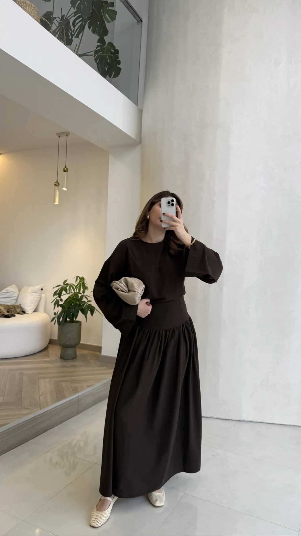 Catania Bel Detay Etek Bluz Takım - Acı Kahve - 6017