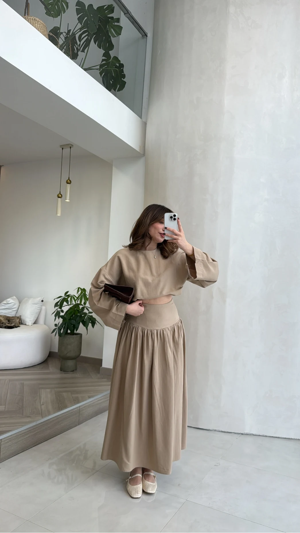 Catania Bel Detay Etek Bluz Takım - Vizon - 6017