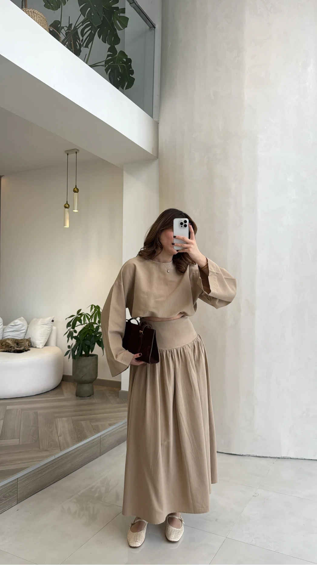 Catania Bel Detay Etek Bluz Takım - Vizon - 6017