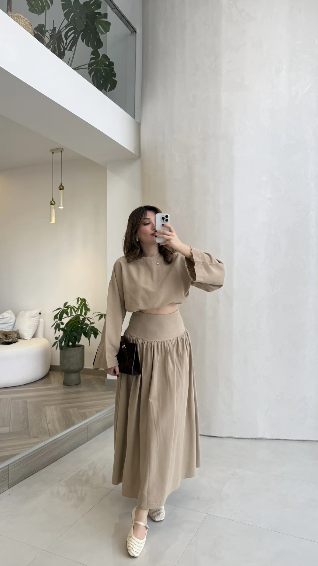 Catania Bel Detay Etek Bluz Takım - Vizon - 6017