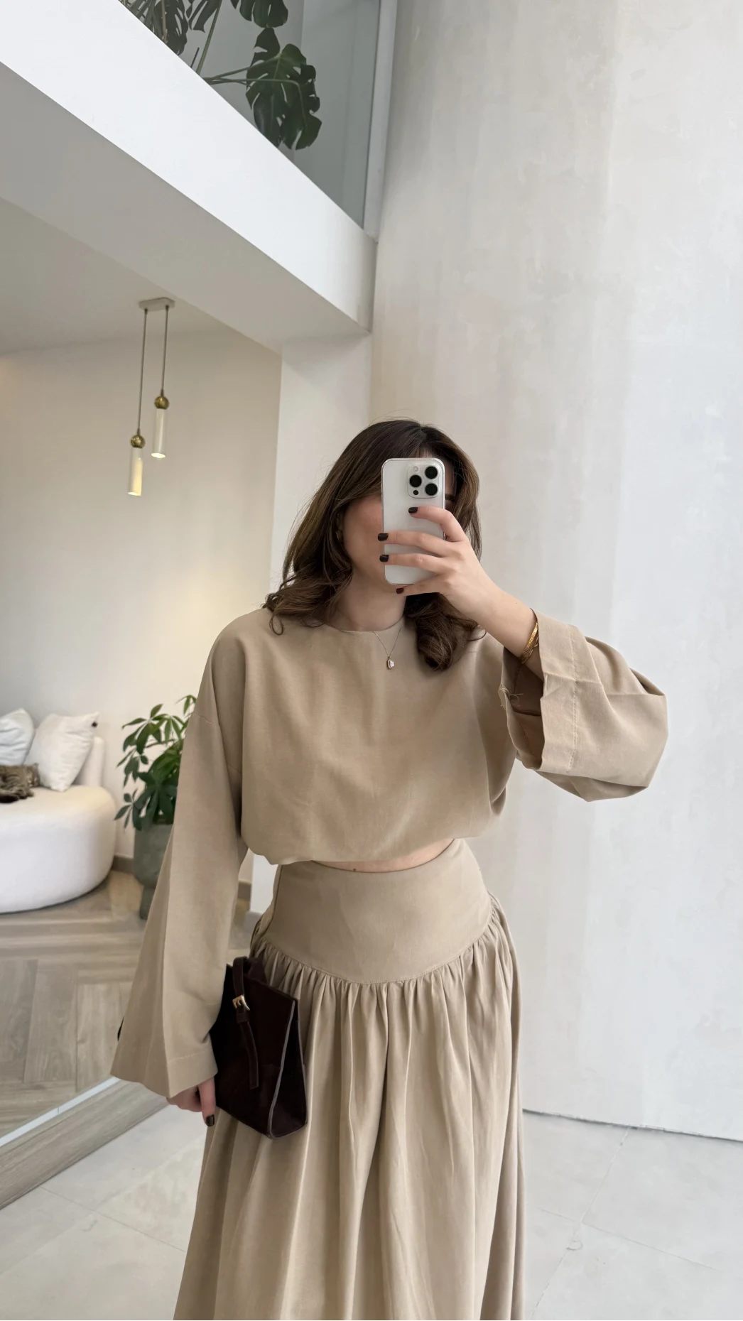 Catania Bel Detay Etek Bluz Takım - Vizon - 6017