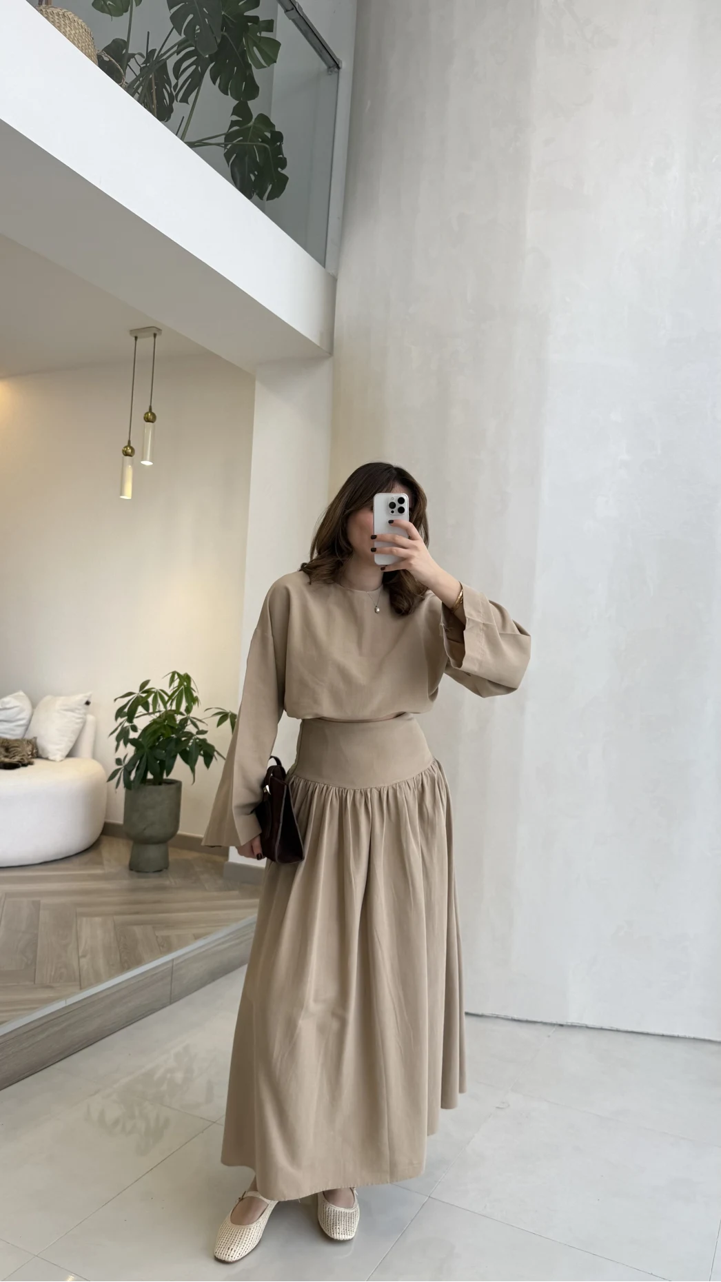 Catania Bel Detay Etek Bluz Takım - Vizon - 6017