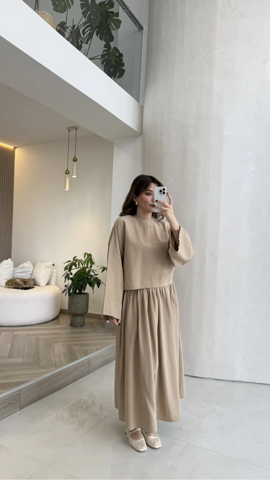 Catania Bel Detay Etek Bluz Takım - Vizon - 6017