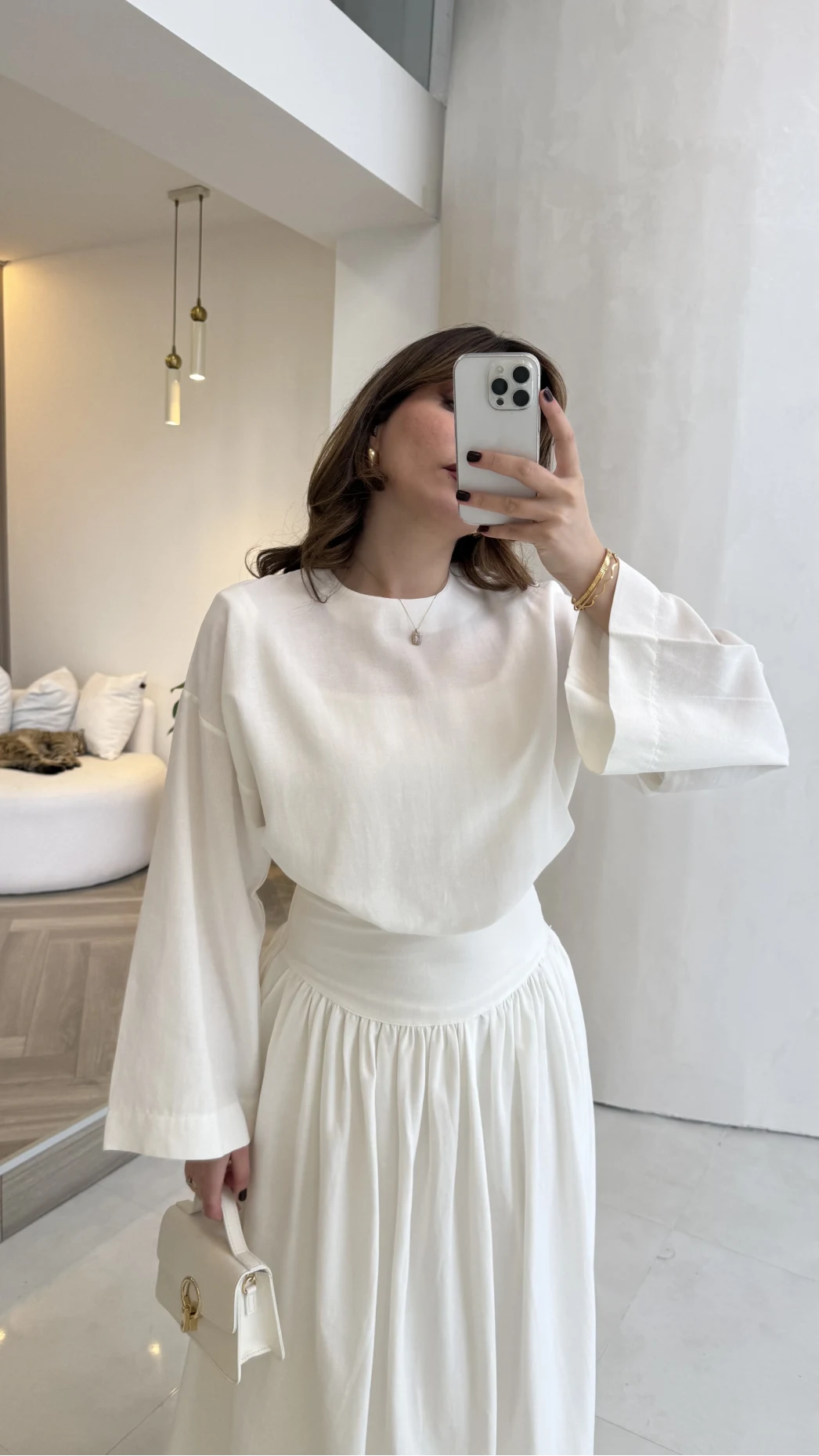 Catania Bel Detay Etek Bluz Takım - Ekru - 6017