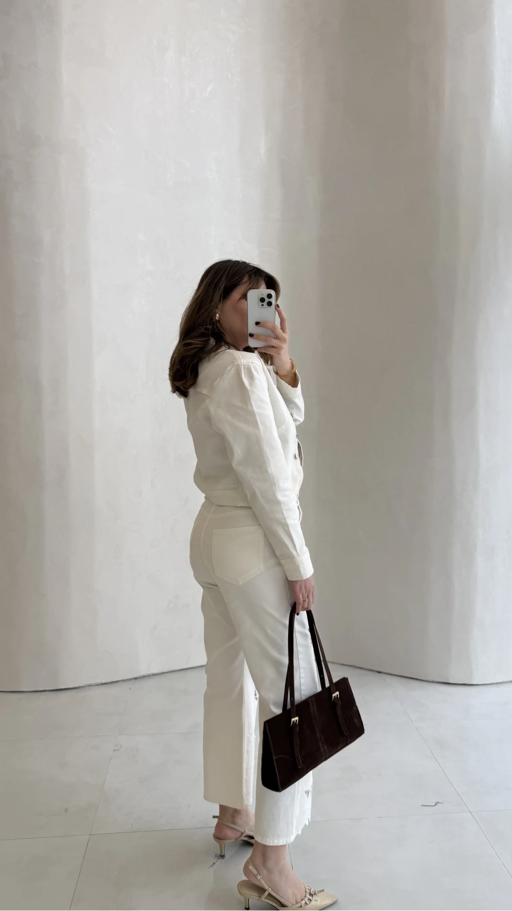 Denim Oval Kesim Kısa Ceket - Ekru - Kod: 0904