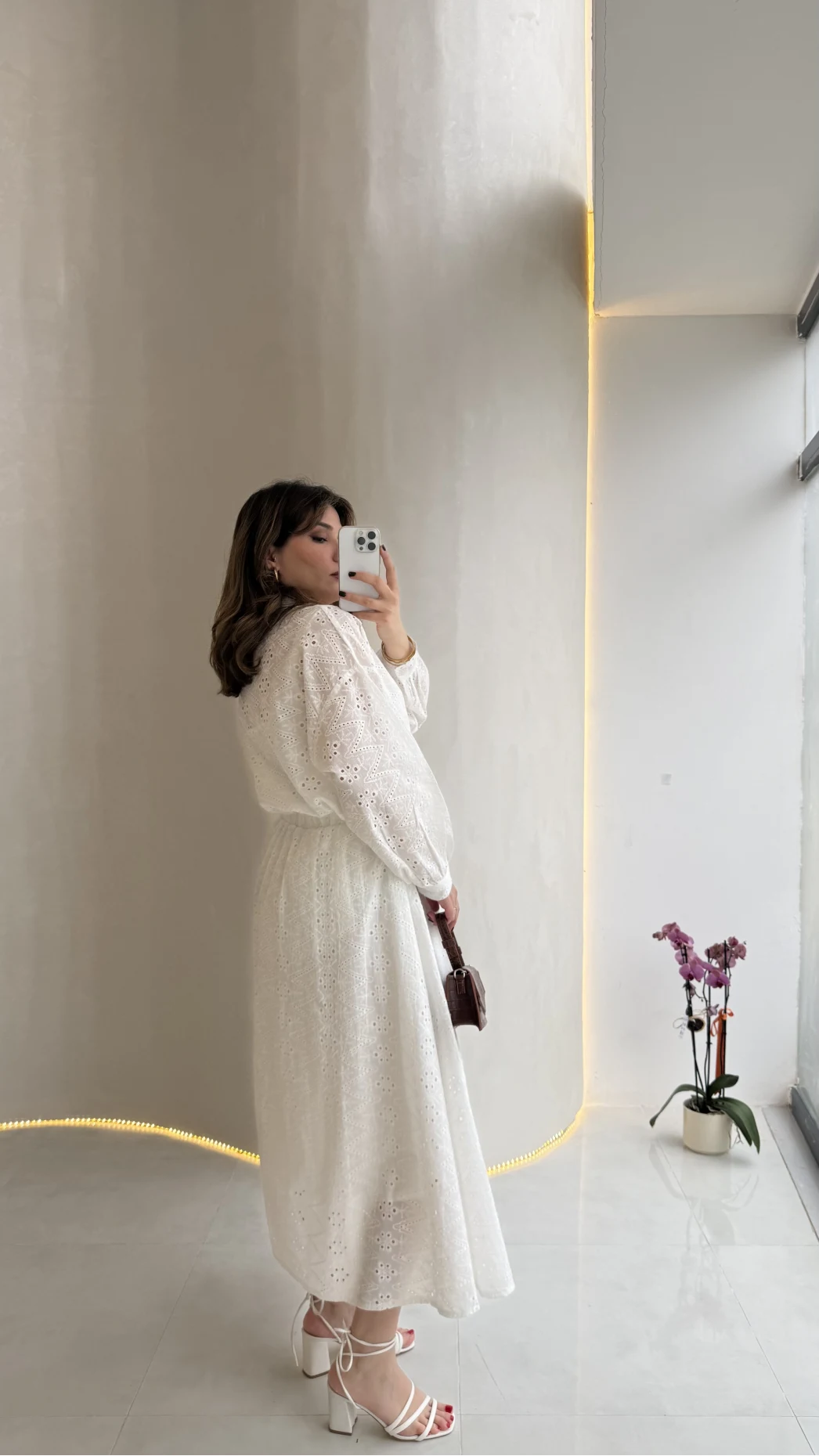 Darwin Brode Detaylı Gömlek-Etek Takım - Beyaz - Kod: 2245 5079