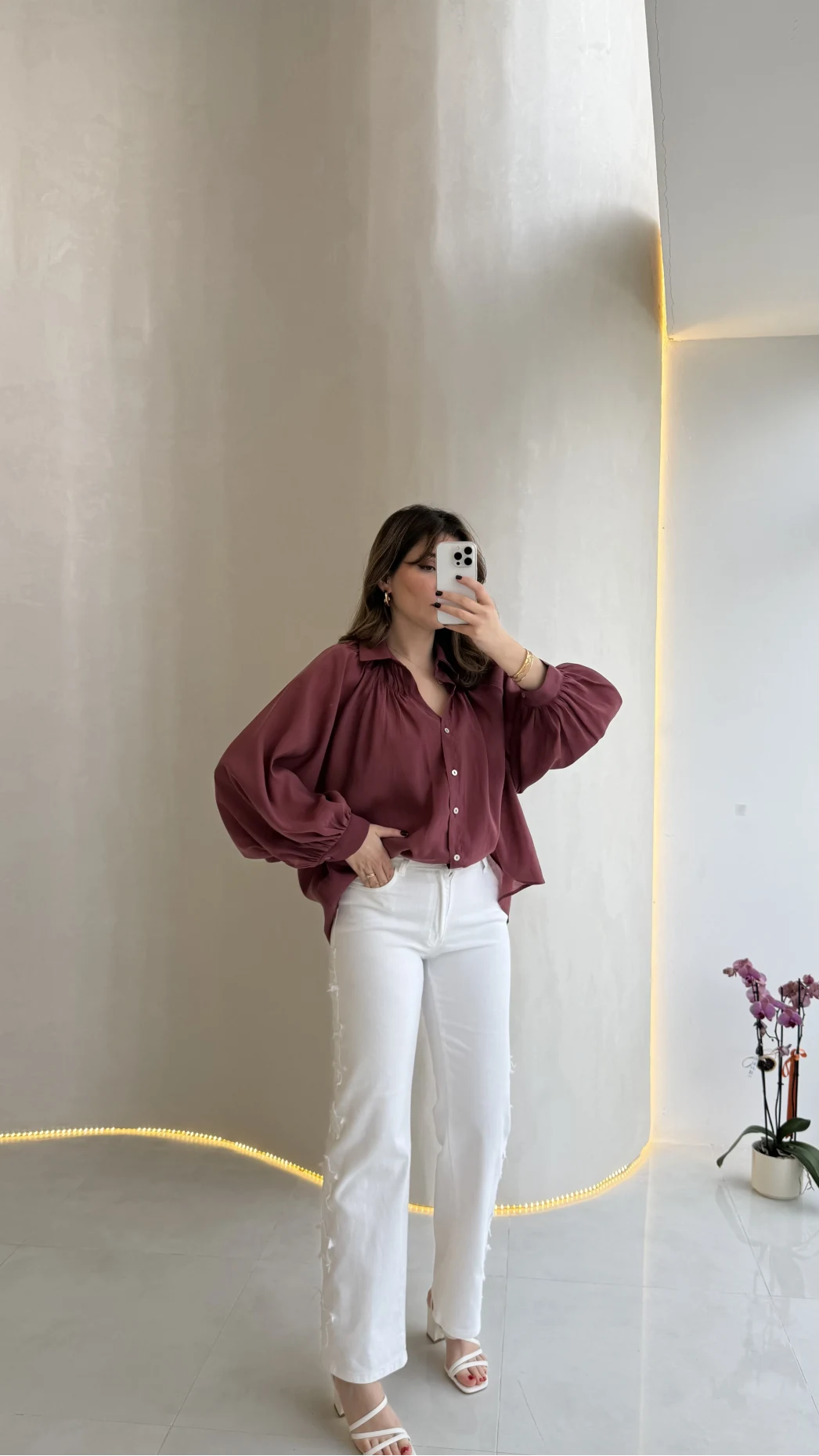 Ow Yüksek Bel Yıldız Detaylı Dar Paça Denim Jean Pantolon - Beyaz - Kod: 0960