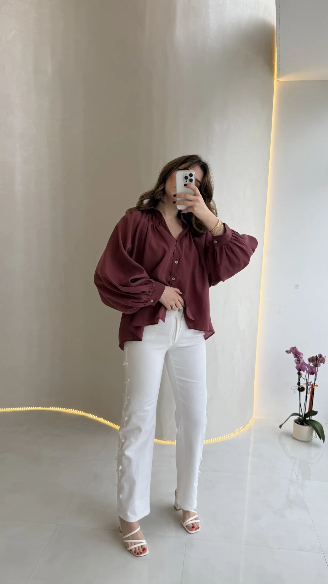 Ow Yüksek Bel Yıldız Detaylı Dar Paça Denim Jean Pantolon - Beyaz - Kod: 0960