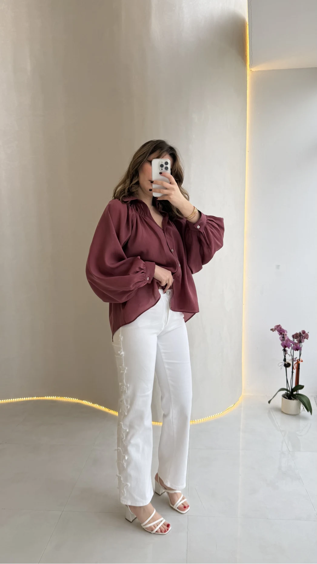 Ow Yüksek Bel Yıldız Detaylı Dar Paça Denim Jean Pantolon - Beyaz - Kod: 0960