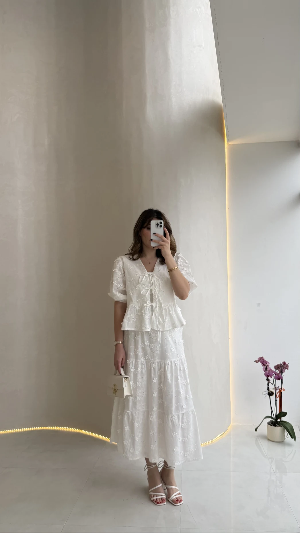 Elena Çiçek Dokulu Brode Detay Bluz Etek Takım - Ekru - Kod: 1072-5067