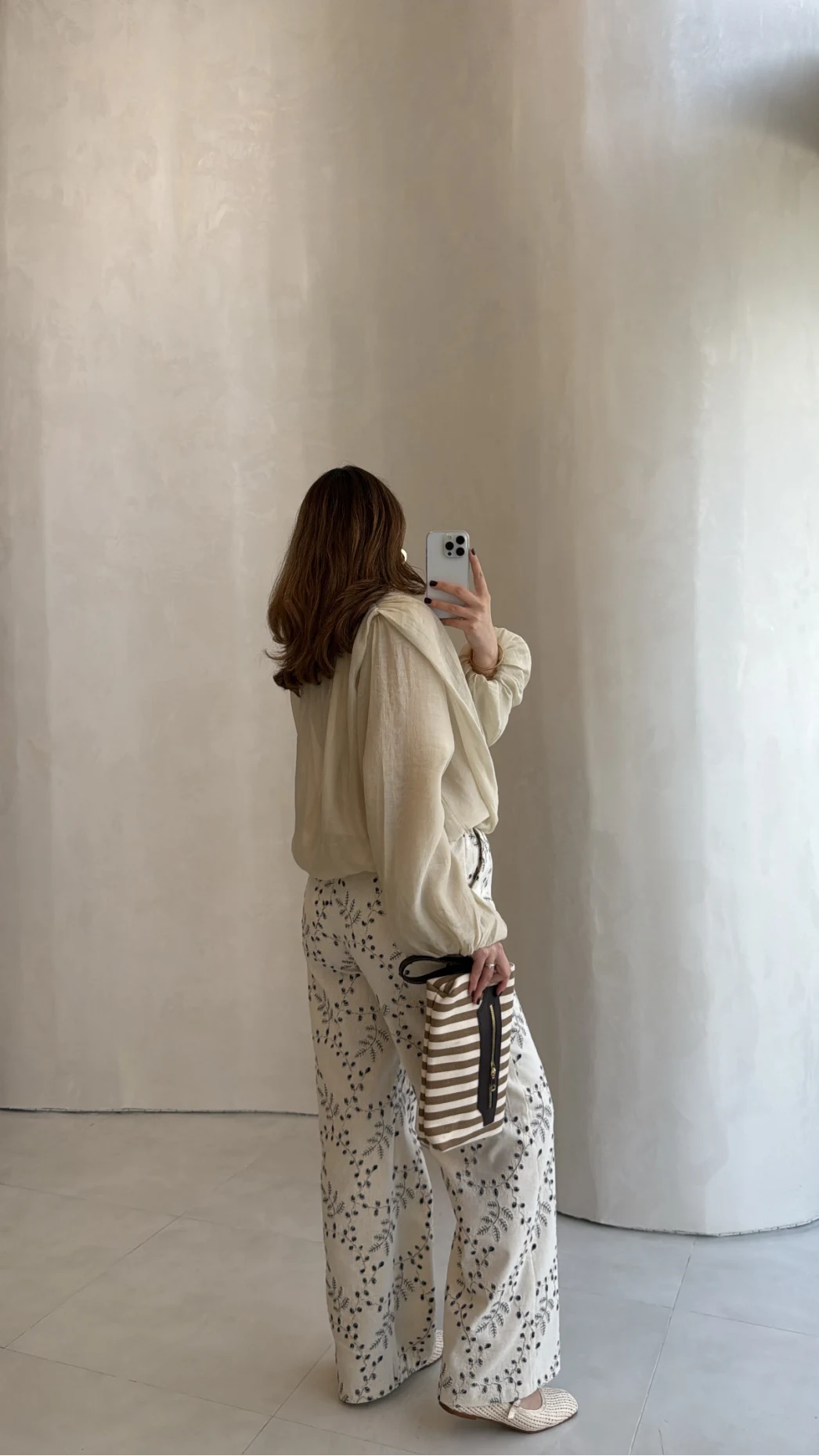 Ow Yüksek Bel Keten Nakışlı Pantolon - Bej - Kod: 251710