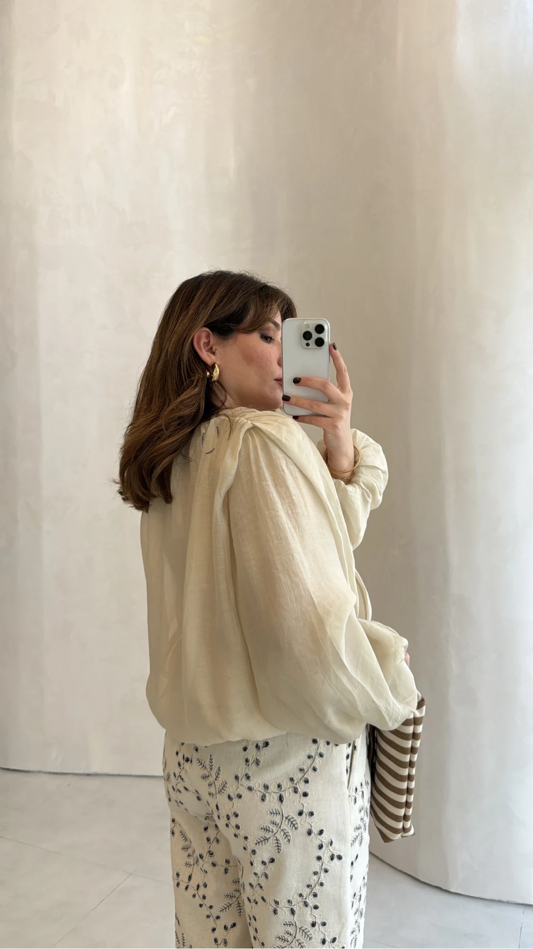 Lucca Vatkalı Beli Lastikli Balon Kol Bluz - Taş - Kod: 5048