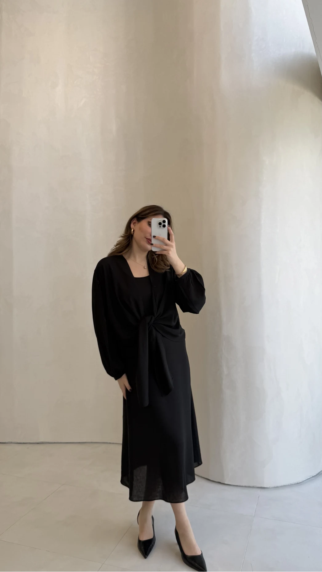 Bolerolu Midi Boy Elbise - Siyah - Kod: 3367