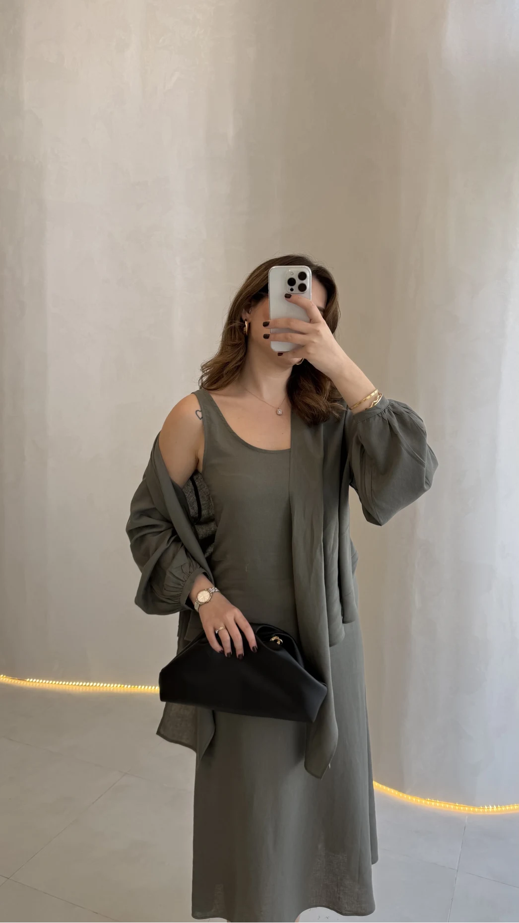 Bolerolu Midi Boy Elbise - Haki - Kod: 3367