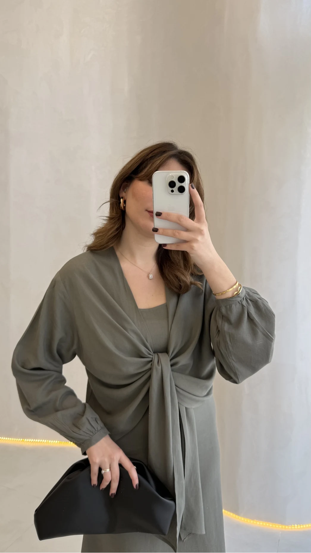 Bolerolu Midi Boy Elbise - Haki - Kod: 3367