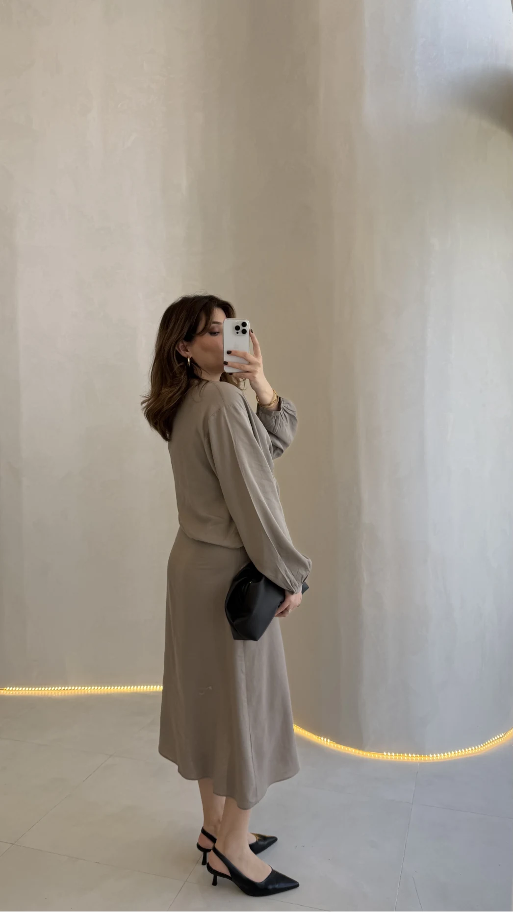 Bolerolu Midi Boy Elbise - Vizon - Kod: 3367