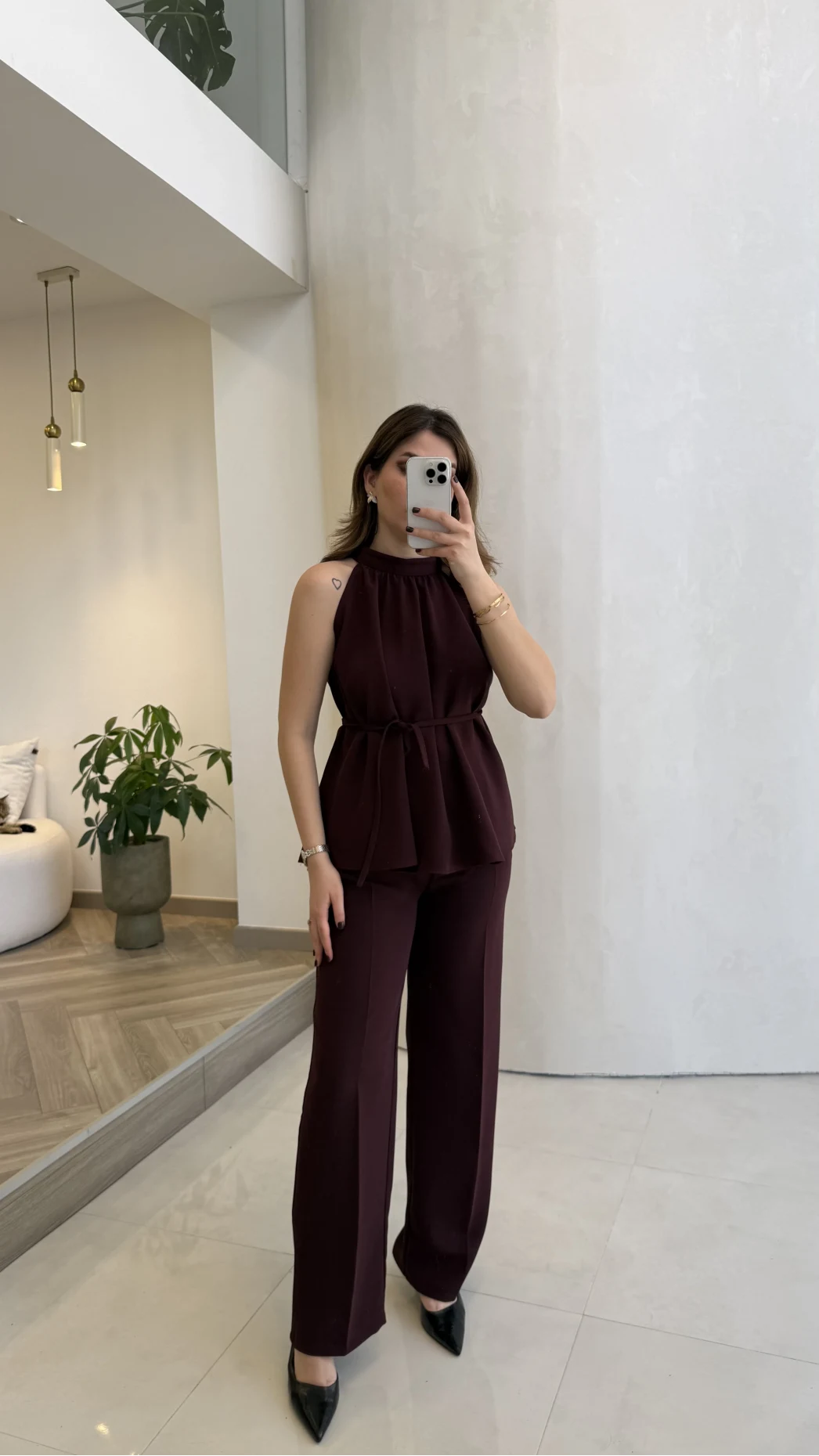 Fera Bağlama Detaylı Takım - Mürdüm - Kod: 8920