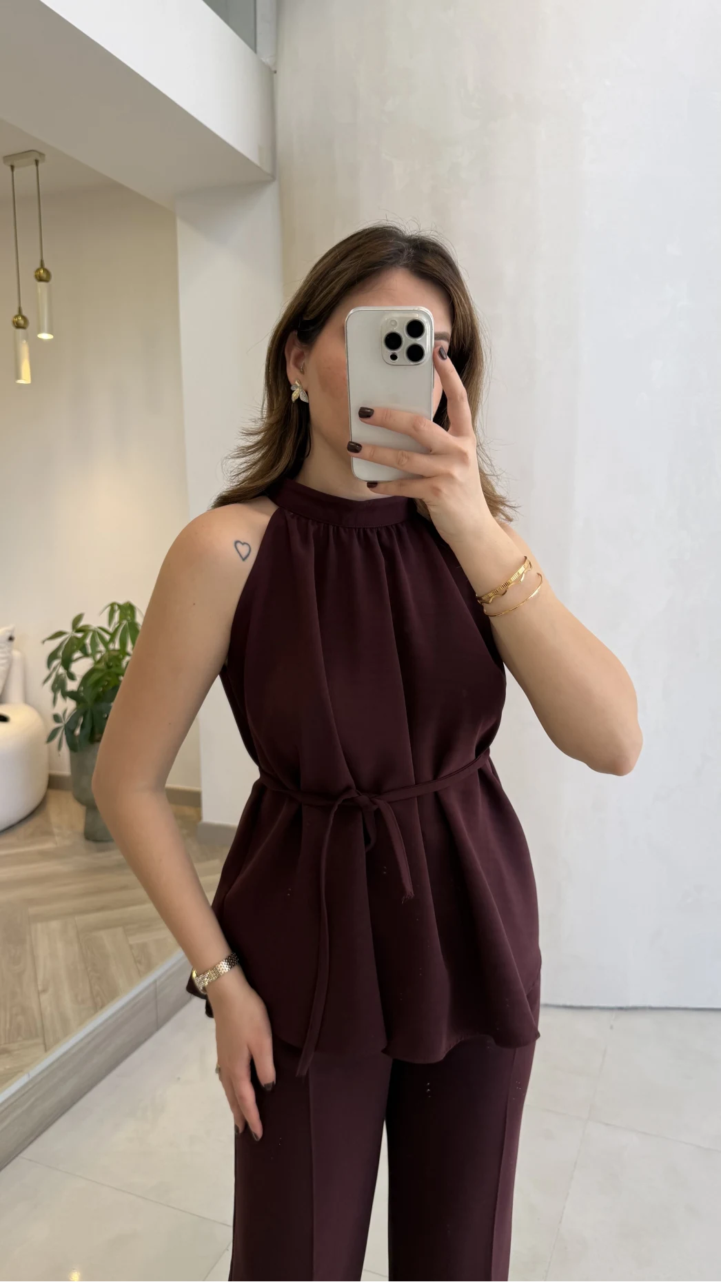 Fera Bağlama Detaylı Takım - Mürdüm - Kod: 8920