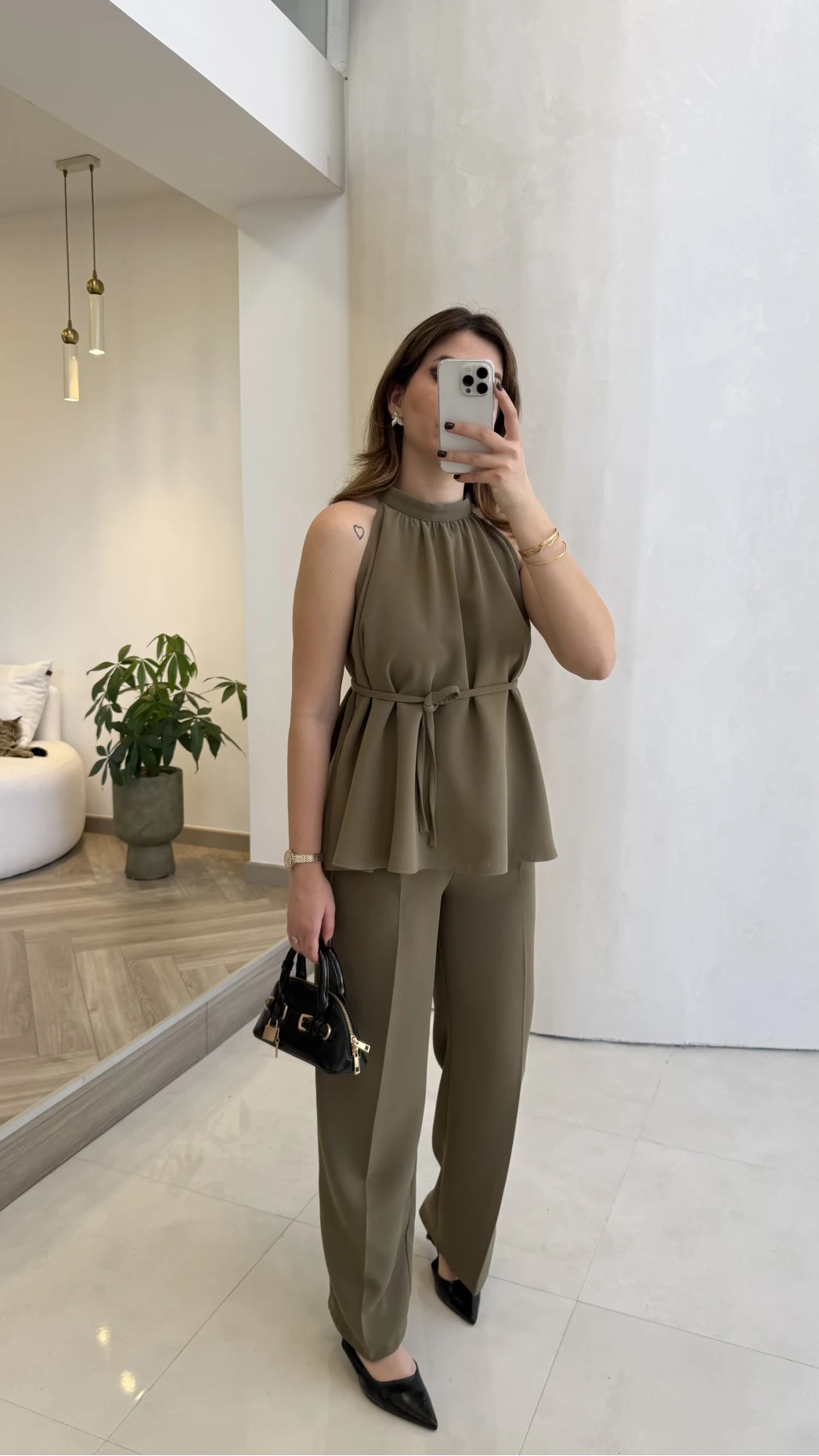 Fera Bağlama Detaylı Takım - Haki - Kod: 8920