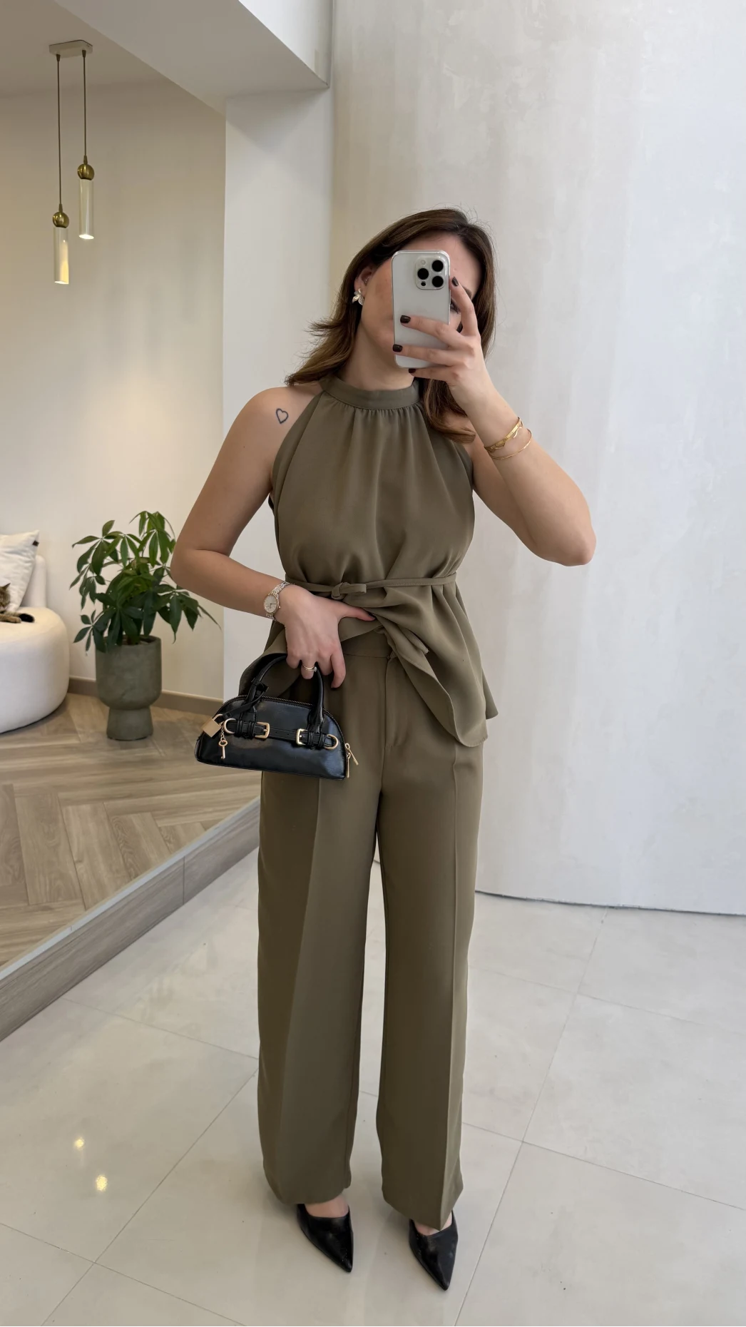 Fera Bağlama Detaylı Takım - Haki - Kod: 8920