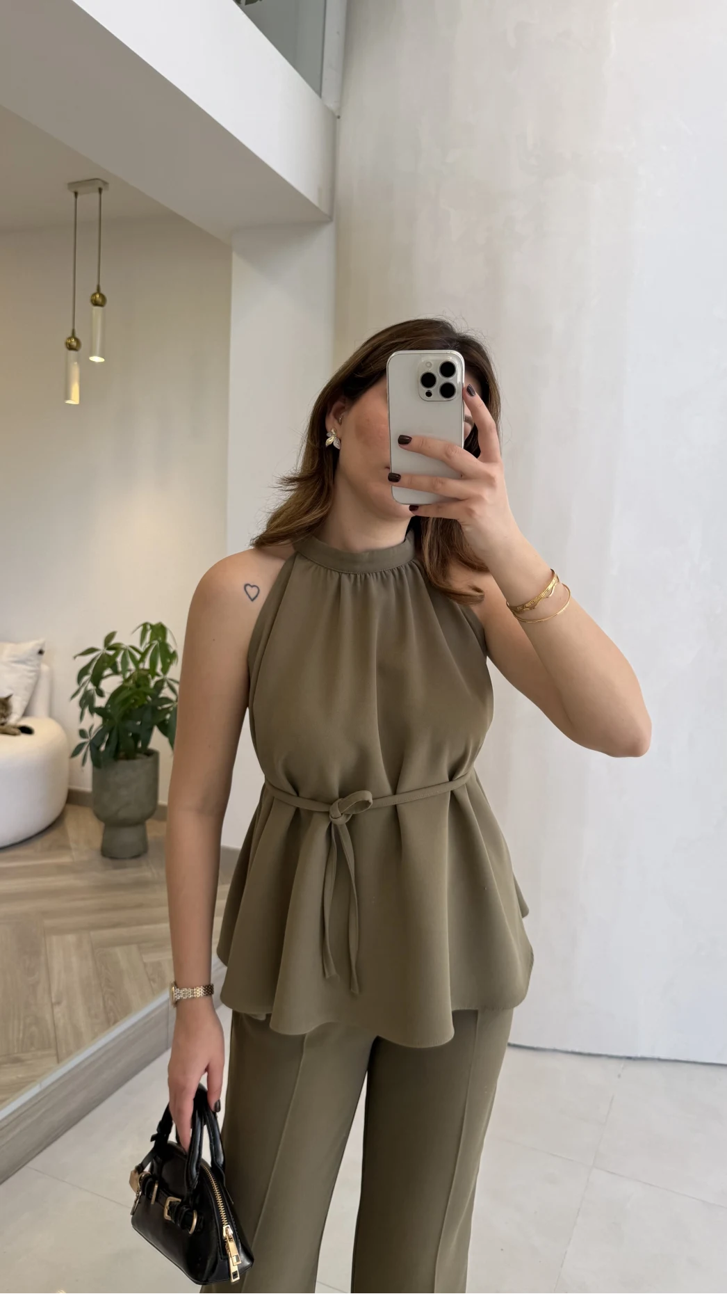 Fera Bağlama Detaylı Takım - Haki - Kod: 8920