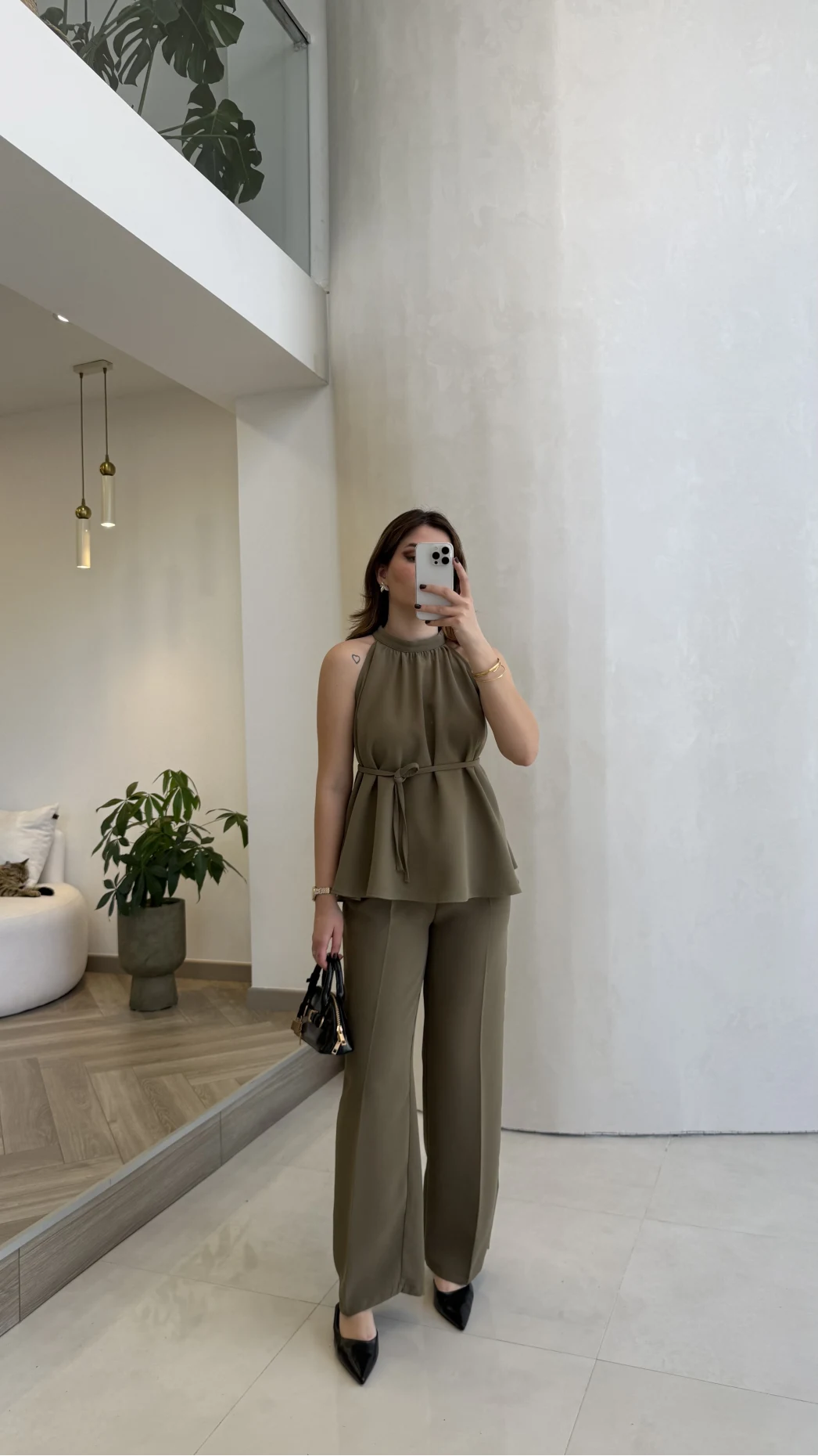 Fera Bağlama Detaylı Takım - Haki - Kod: 8920